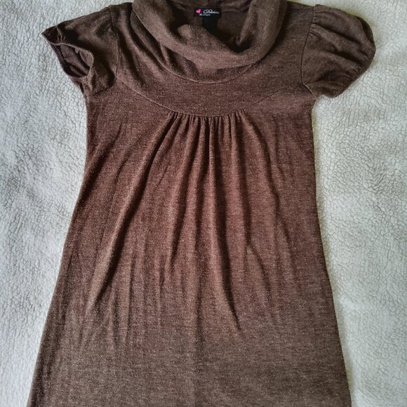 Love Delirious Los Angeles Brown Cowl Neck Sweater Casual Dress - Picture 6 of 6